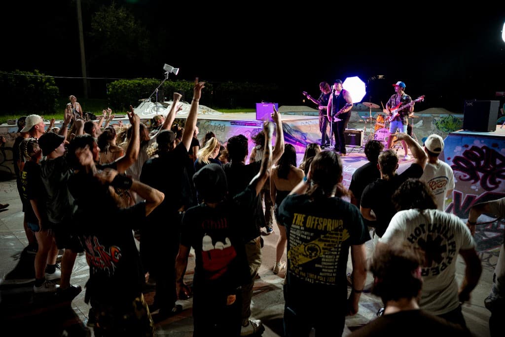 Crowd cheering Occasions during the Crashing Down shoot